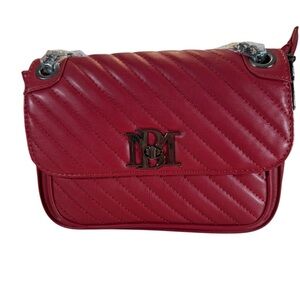 NWT Badgley Mischka Brick Red Quilted Crossbody Bag w/ Letter Lock